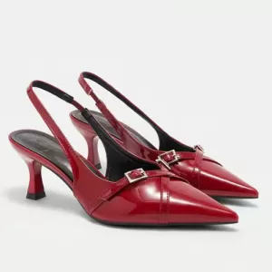 Square Metal Embellished Closed toe High Heel Sandals