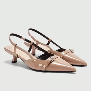 Closed-toe High Heel Sandals Metal Buckle Accents