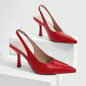 Closed-toe High Heel Sandals-Red Minimalist Style
