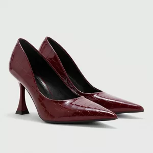 Crocodile-Embossed High-Heel Pumps