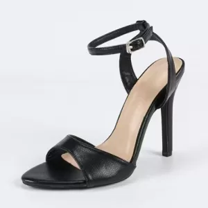 Open-toe High Heel Sandals-Black Minimalist