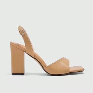 Open-toe High Heel Sandals-Camel Minimalist
