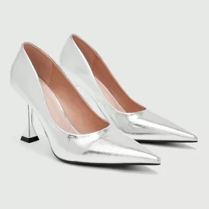Silver High-Heel Pumps