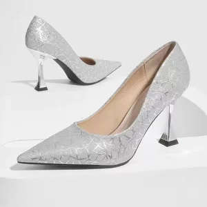 Matte Shimmer High-Heel Pumps